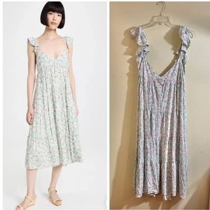NWT Sokie Collective Size XL The Summer Flutter Dress Green Floral Tiered  $189
